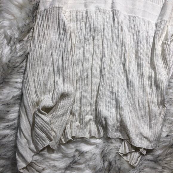 Daisy Fuentes white tone medium long drapey ribbed boho cardigan sweater - Picture 7 of 7